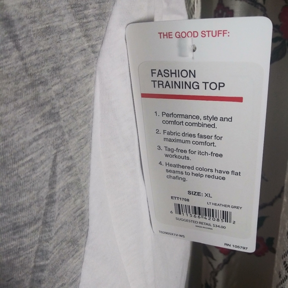 Ellen Tracy Active XL Grey & White Top - Picture 3 of 4